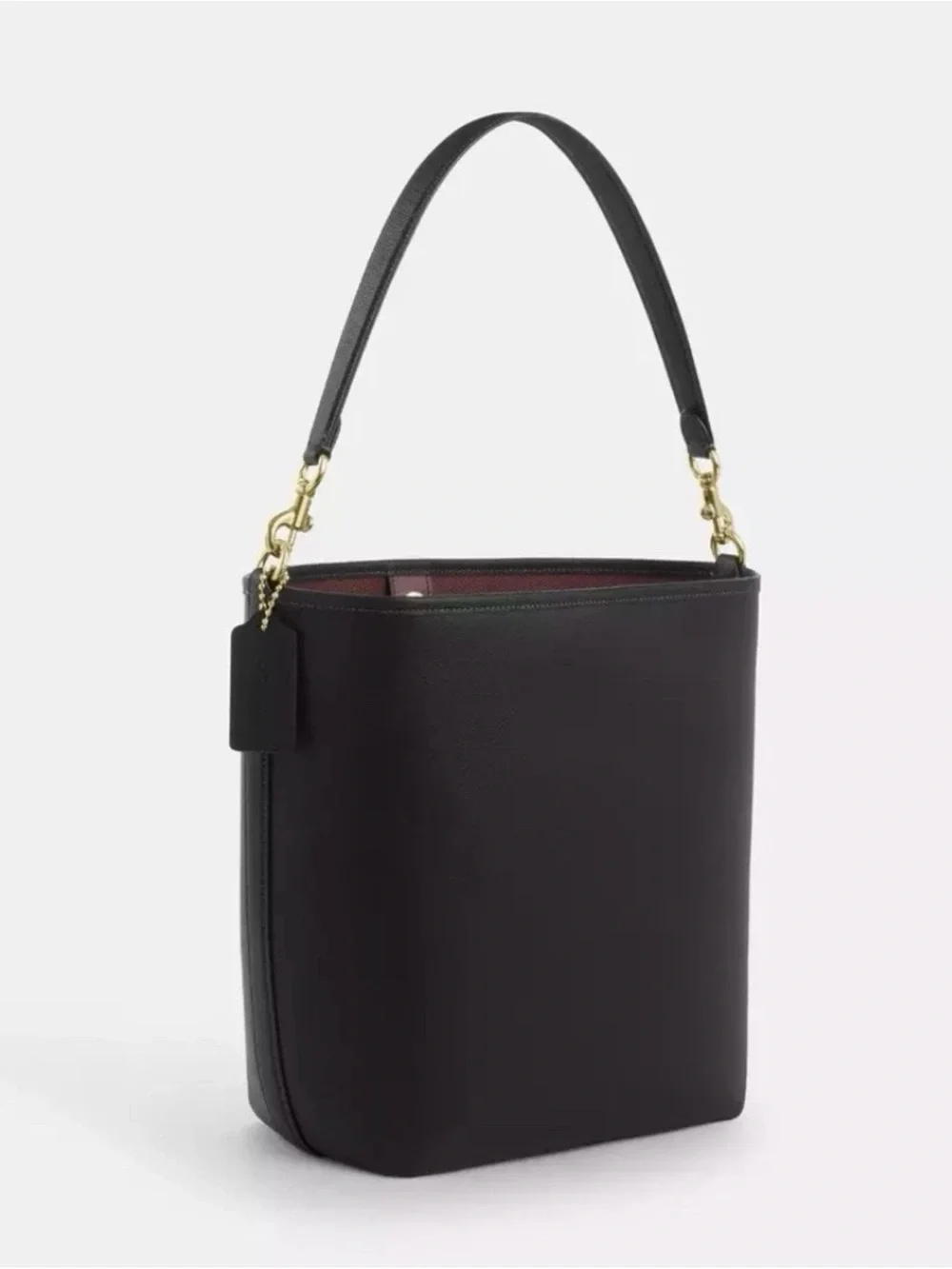 Coach Black Pebbled Leather Bucket Shoulder Bag with Gold Hardware